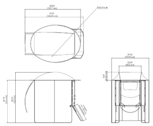 Boceto inicial de las dimensiones técnicas, diseñado para maximizar la protección contra la lluvia.